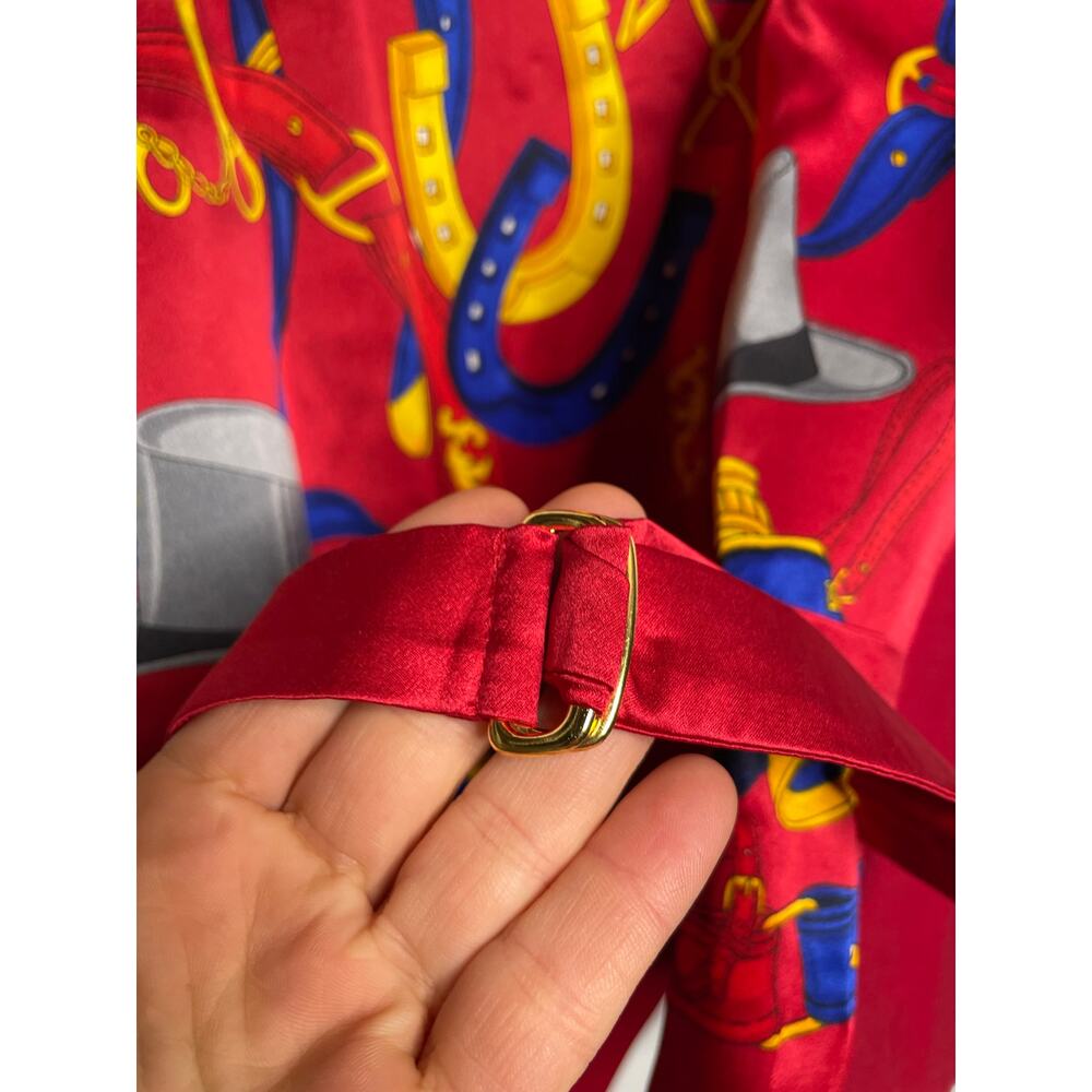 Vintage Wool/Silk Escada Vest Red Horsebit Equestrian Gold Size 40 - Picture 9 of 10